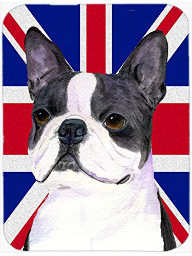 Caroline's Treasures SS4958MP Boston Terrier with English Union Jack British Flag Mouse Pad, Hot Pad or Trivet, Large, Multicolor