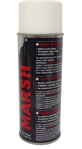MARSH Stencil Ink, 14 fl oz (Net Weight: 11 oz.) Spray Can, White
