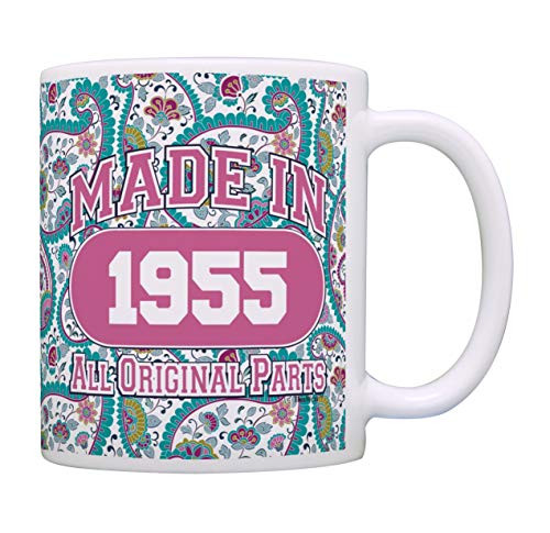 65th Birthday Gifts for Women Made 1955 65th Birthday Party Supplies 65th Birthday Gag Gift Coffee Mug Tea Cup Paisley
