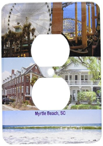 3dRose lsp_61731_6 Myrtle Beach Buildings, Beach and Rides Collage 2 Plug Outlet Cover