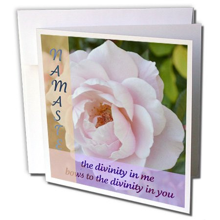 3dRose Namaste Pink Rose- Inspirational Photography- Spirituality - Greeting Cards, 6 x 6 inches, set of 6 (gc_42749_1)