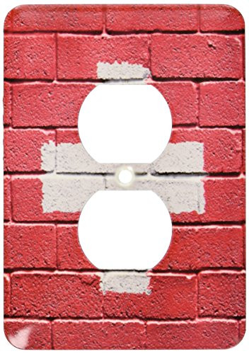 3dRose lsp_155183_6 National Flag Of Switzerland Painted Onto A Brick Wall Swiss 2 Plug Outlet Cover