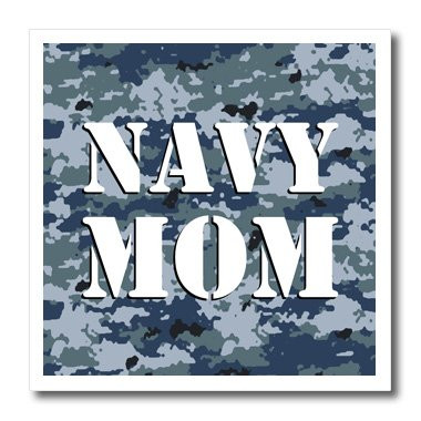 3dRose ht_15407_3 Navy Mom Blue Camouflage Iron-On Heat Transfer for White Material, 10 x 10