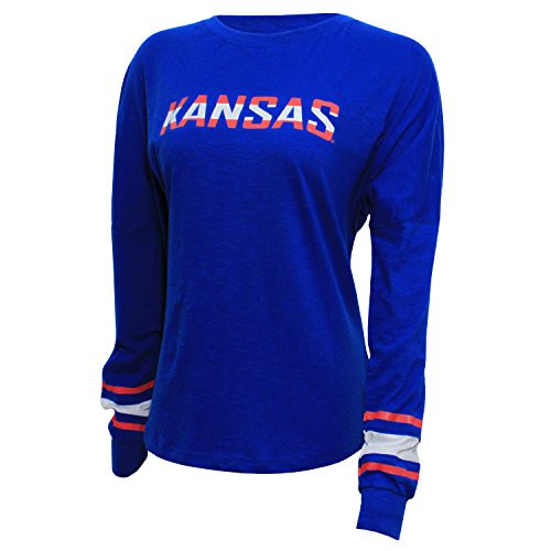 NCAA Kansas Jayhawks Women's Campus Specialties Long Sleeve Fan Tee, Large, Royal NCAA Kansas Jayhawks Women's Campus Specialties Long Sleeve Fan Tee, Large, Royal