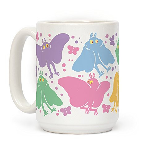 LookHUMAN Cute Pastel Mothman Pattern White 15 Ounce Ceramic Coffee Mug LookHUMAN Cute Pastel Mothman Pattern White 15 Ounce Ceramic Coffee Mug