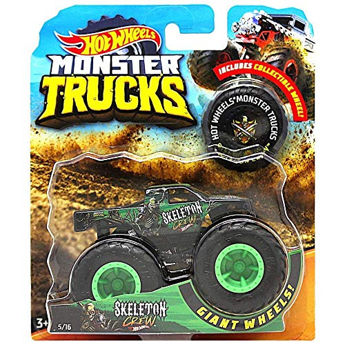 Hot Wheels 2018 RELEASE MONSTER JAM SKELETON CREW MONSTER TRUCK DIE-CAST WITH COLLECTIBLE WHEEL TOKEN