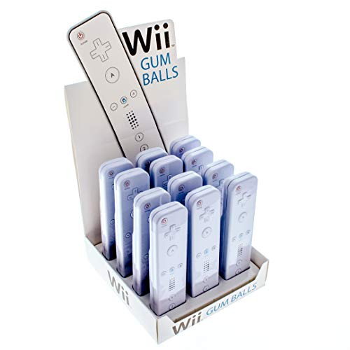 Nintendo Wii Controller Gum Filled Tin - Assorted Gumballs in Wii Controller Shaped Tin - Includes "How to Build a Candy Buffet" Guide (12 Pack Display)