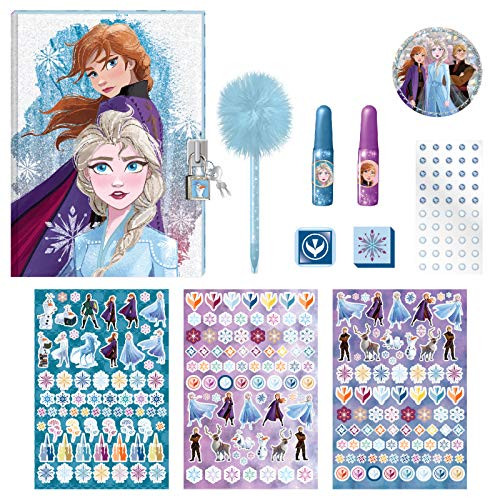 Disney Frozen 2 Anna and Elsa Diary Journal Set with Lock, Stickers and Pen