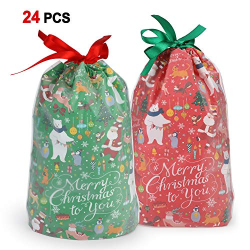 Konsait 24Count Christmas Party Bags, Christmas Drawstring Gift Bags, Christmas Goody Bags, Christmas Holiday Treats Bags Xmas Accessories Christmas Party Favors Supplies Candy Presents Gift Wrapping Konsait 24Count Christmas Party Bags, Christmas Drawstring Gift Bags, Christmas Goody Bags, Christmas Holiday Treats Bags Xmas Accessories Christmas Party Favors Supplies Candy Presents Gift Wrapping