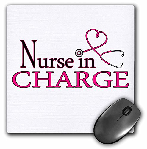 3dRose Nurse in Charge Pink Heart Stethoscope Mouse Pad (mp_181847_1)