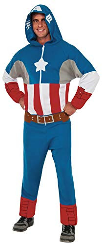 Rubie's Men's Marvel Universe Captain America One Piece Hooded Jumpsuit, Multi, Standard
