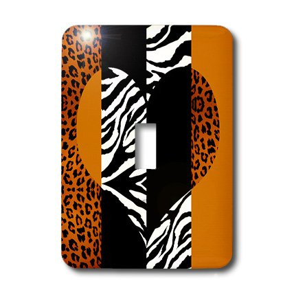 3dRose lsp_35443_1 Orange Black and White Animal Print Single Toggle Switch