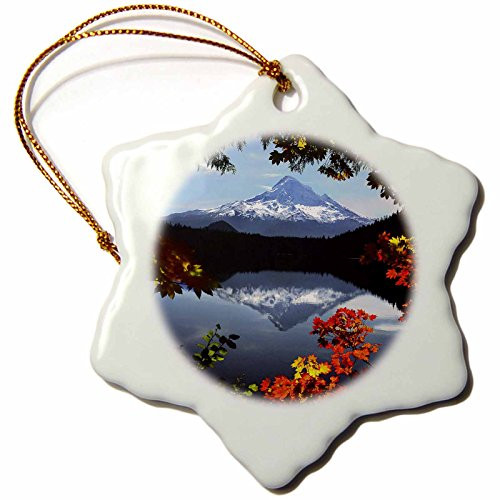 3dRose Oregon, Mt. Hood National Forest, Lost Lake - Us38 Bja0139 - Jaynes Gallery - Snowflake Ornament, Porcelain, 3-Inch (ORN_93467_1)