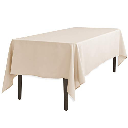 LinenTablecloth 60 x 126-Inch Rectangular Polyester Tablecloth Beige