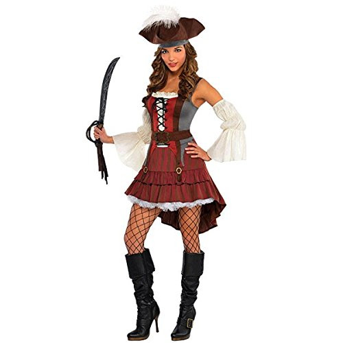 AMSCAN Castaway Pirate Halloween Costume for Women, Medium, with Included Accessories AMSCAN Castaway Pirate Halloween Costume for Women, Medium, with Included Accessories