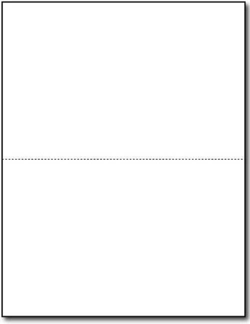 8.5" x 11" Blank White Perforated Cardstock Paper - 2 Per Sheet Breaks to 5.5" x 8.5" - Inkjet/Laser Printable - for Postcards, Flash Cards, Index Cards - 100 Sheets / 200 Cards