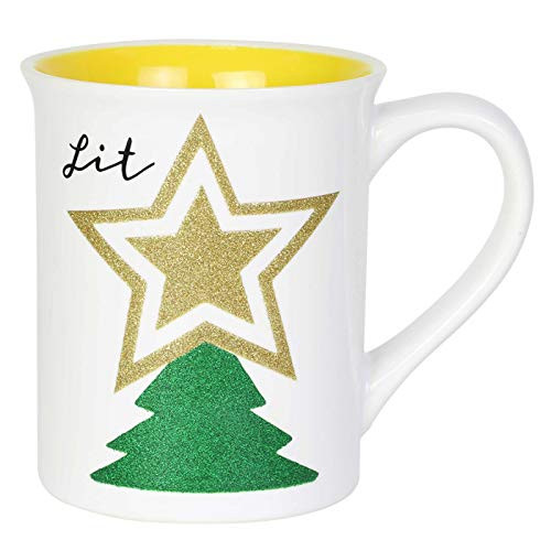 Enesco 6004643 Our Name is Mud Glitter Tree Coffee Mug, 16 Ounce, Multicolor