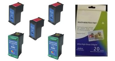 Amsahr 96(C8767WN) Remanufactured Replacement HP Ink Cartridges for Select Printers/Faxes with 3 Black and 2 Color Ink Cartridges