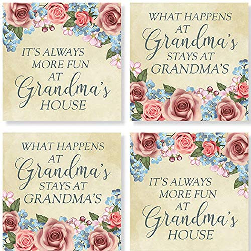 Carson Grandma Rose Square House Coaster Set of 4