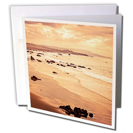 3dRose Pacific Beach Sunset - Greeting Cards, 6 x 6 inches, set of 6 (gc_160119_1)