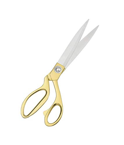 EVERMARKET Stainless Steel Sharp Tailor Scissors for Clothing Dressmaking Shears Fabric Craft Cutting Adjustable Kitchen Scissors, Gold (9.5'')