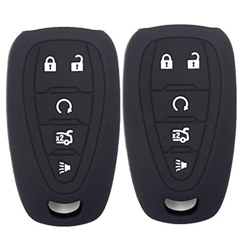 WFMJ 2Pcs Black Silicone for 2017 2018 2019 Chevrolet Malibu Camaro Trax Traverse Sonic Cruze Volt Equinox Spark HYQ4EA Smart 5 Buttons Key Cover Case Chain Case Fob