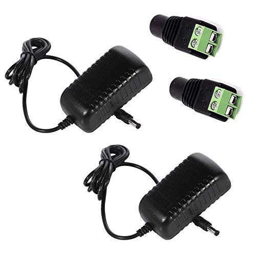 Henxlco AC 100-240V to DC 12V 2A 24W Switching Power Supply Adapter Transformers for LED Strip Flexible Lights (2Pack)