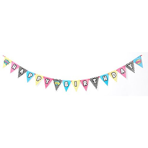 BirthdayExpress Superhero Girl Party Supplies - Flag Ribbon Banner