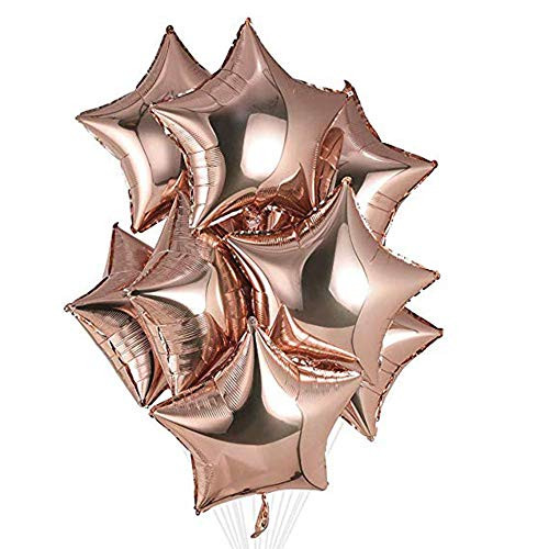 AnnoDeel 20 pcs 18inch Rose Gold Star Foil Balloons, Pink Star shaped Helium Balloons Mylar Balloons for Wedding Decoration Party Balloons Birthday AnnoDeel 20 pcs 18inch Rose Gold Star Foil Balloons, Pink Star shaped Helium Balloons Mylar Balloons for Wedding Decoration Party Balloons Birthday