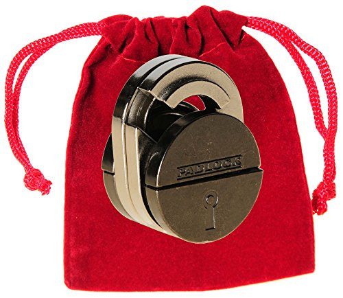 PADLOCK Hanayama Cast Metal Brain Teaser Puzzle _ Level 5 Difficulty Rating _ Bonus Red Velveteen Drawstring Pouch _ Bundled Items PADLOCK Hanayama Cast Metal Brain Teaser Puzzle _ Level 5 Difficulty Rating _ Bonus Red Velveteen Drawstring Pouch _ Bundled Items
