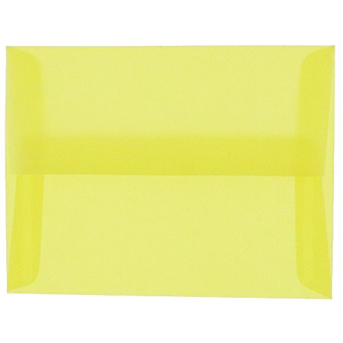 JAM PAPER A6 Translucent Vellum Envelopes - 4 3/4 x 6 1/2 - Primary Yellow - 50/Pack