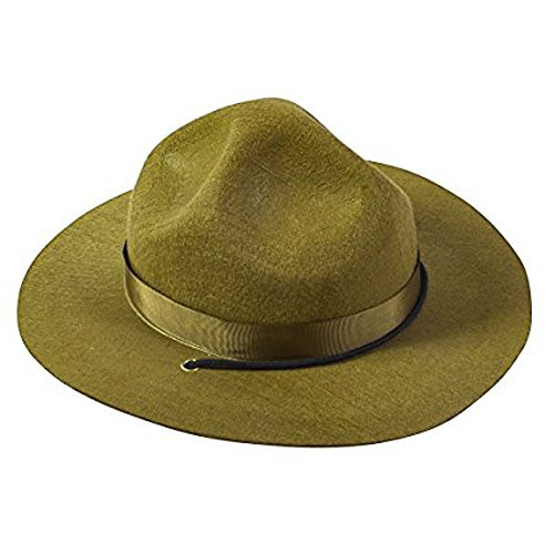 Funny Party Hats Park Ranger Hat - State Trooper Costume - Mountie Olive Green Hat - Drill Sergeant Hat