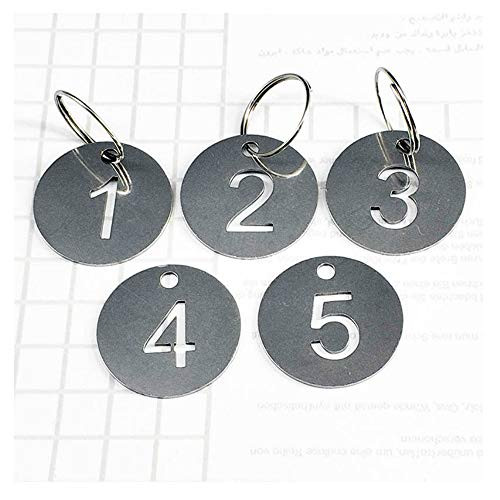 StayMax Hollowed Stainless Steel Number Tags Key Tags with Rings (1-25)