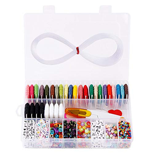 Peirich Friendship Bracelet Making Kit, Letter Beads,30 Multi-Color Embroidery Floss Over 1900 pcs"A-Z" Alphabet Beads Bracelets String Kit for Jewelry Making Birthday Gifts