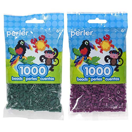 Perler Bead Bag 1000, Bundle of Forest and Eggplant (2 Pack)