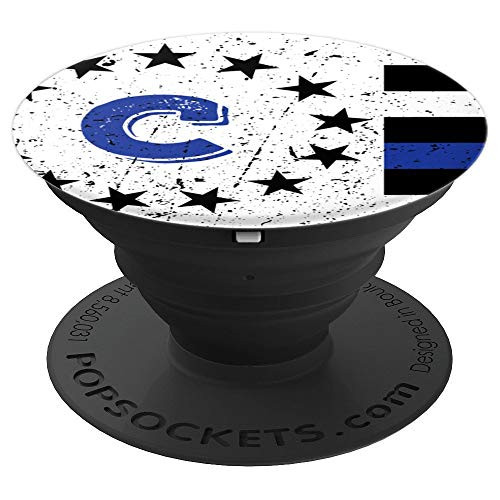 Betsy Ross Flag Monogram Letter C Thin Blue Line Police PopSockets Grip and Stand for Phones and Tablets