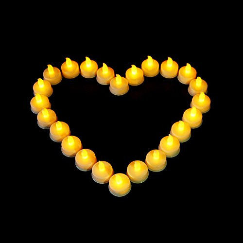Flameless LED Tea Light Candles, Realistic, Battery Powered, Unscented LED Candles, Fake Candles, Tealights (24 Pack)