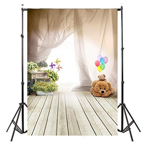 3x5ft Veil Balloon Bear Wooden Floor Photography Background Studio Backdrop Prop 3x5ft Veil Balloon Bear Wooden Floor Photography Background Studio Backdrop Prop