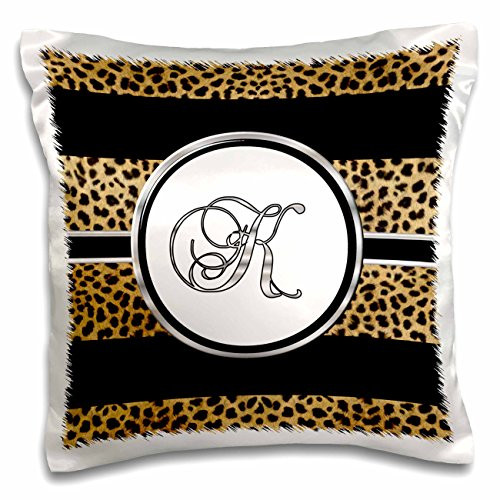 3dRose Elegant Cheetah Animal Print Monogram Letter M - Pillow Case, 16 by 16-inch (pc_180682_1)