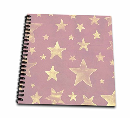 3dRose LLC db_29352_1 Drawing Book, 8 by 8-Inch, Pink and Gold Stars Art Kids Astronomy