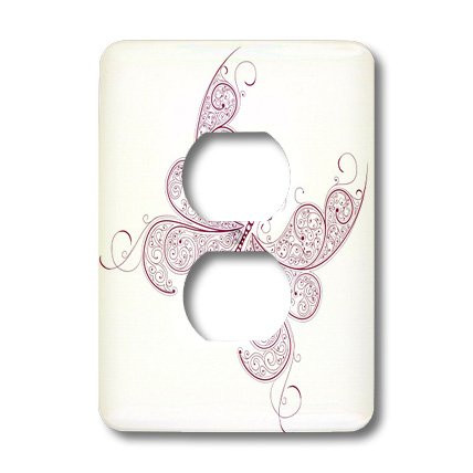 3dRose lsp_38409_6 Pink Ornate Butterfly 2 Plug Outlet Cover