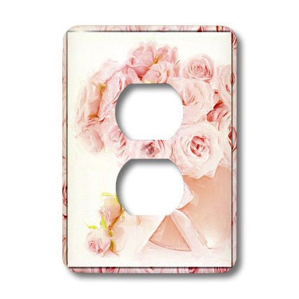 3dRose lsp_41373_6 Pink Roses in a Pot 2 Plug Outlet Cover