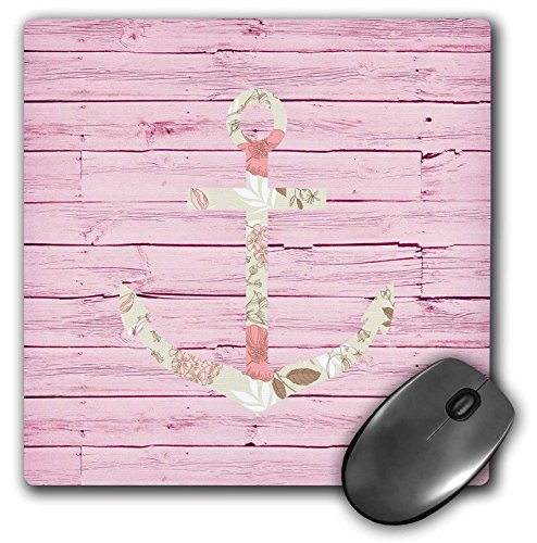 3dRose LLC 8 x 8 x 0.25 Inches Mouse Pad, Pink Wood Floral Anchor - (mp_181280_1)