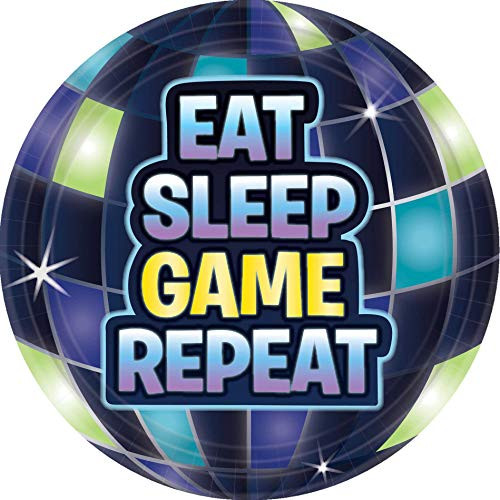 "Battle Royal" Blue Disco Ball Round Party Paper Plates 7", 8 Ct.