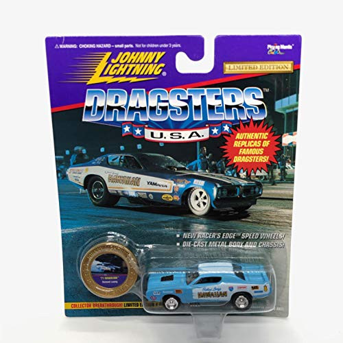 Johnny Lightning Roland Leong's '71 Hawaiian (Light Blue) Dragsters USA Series 5 Limited Edition 1995 Playing Mantis 1:64 Scale Authentic Replicas of Famous Dragsters Die Cast Vehicle