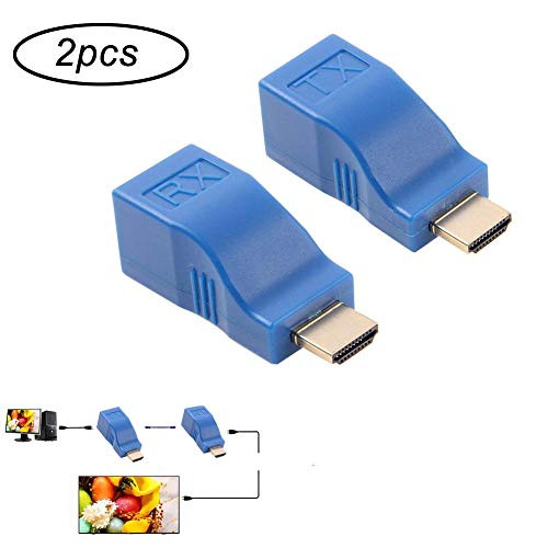 2PCS HDMI Extender, Golden^Li 30M/98ft HDMI to RJ45 Network Repeater Included Transmitter and Receiver Adapter, V1.4 RJ45 CAT5E CAT6 Ethernet LAN 1080P Converter Adapter for HDTV HD TV DVD 2PCS HDMI Extender, Golden^Li 30M/98ft HDMI to RJ45 Network Repeater Included Transmitter and Receiver Adapter, V1.4 RJ45 CAT5E CAT6 Ethernet LAN 1080P Converter Adapter for HDTV HD TV DVD