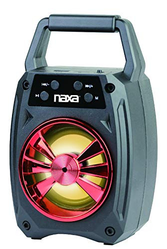NAXA Electronics NAS-3095 RED Portable Bluetooth Speaker with LED Lighting Effects, Red