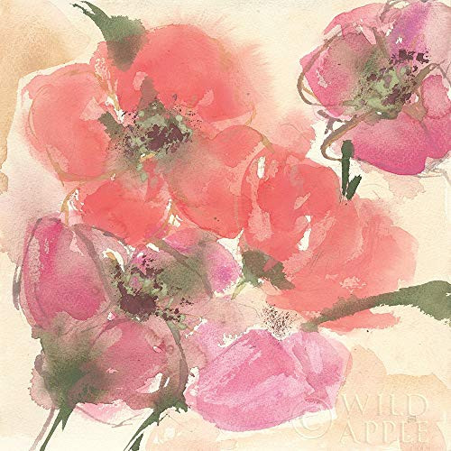 Posterazzi PDX51477SMALL Coral Blooms I Dark Green Photo Print, 12 x 12, Multi