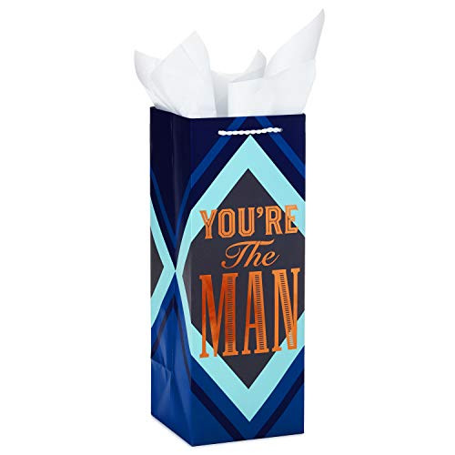 Hallmark Bottle Gift Bag with Tissue Paper for Father's Day, Birthday, or Any Occasion (You're the Man) Hallmark Bottle Gift Bag with Tissue Paper for Father's Day, Birthday, or Any Occasion (You're the Man)