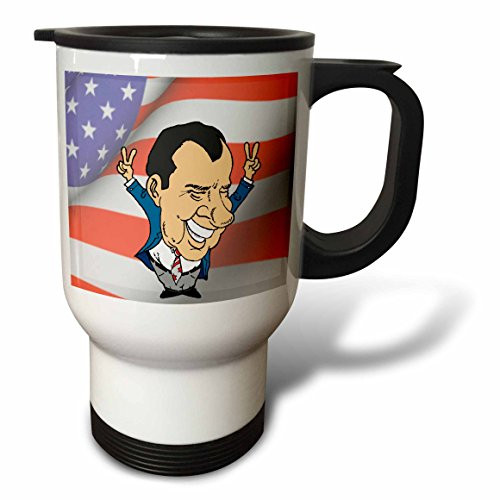 3dRose President Richard Nixon with American Flag Stainless Steel Travel Mug, 14-Ounce